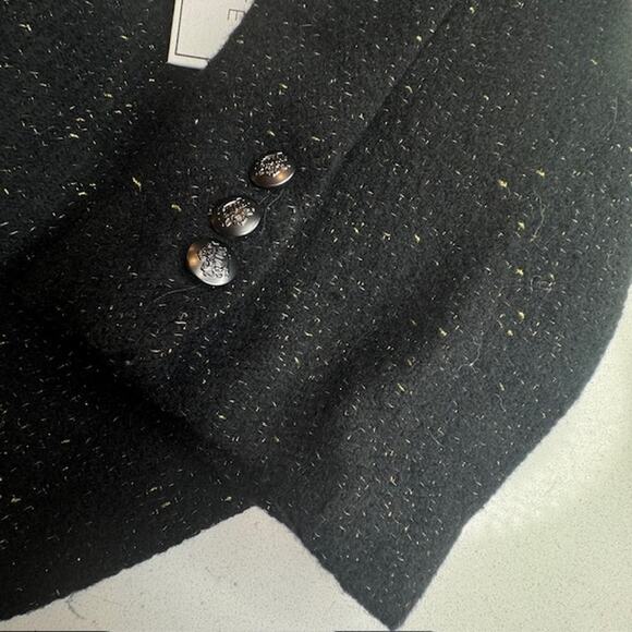 Womens Elevated Basic Cropped Tweed Blazer Sz 22W Black Gold Flecks Jacket - Picture 14 of 16